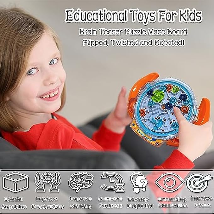 THE ULTIMATE PUZZLE GAME CHALLENGE FOR CHILDREN, 3D THINKING PUZZLE LABYRINTH PROMOTES SPATIAL THINKING, LOGIC AND IMAGINATION, 8-15 YEAR OLD CHILDREN'S TOY, (ORANGE - Image 3